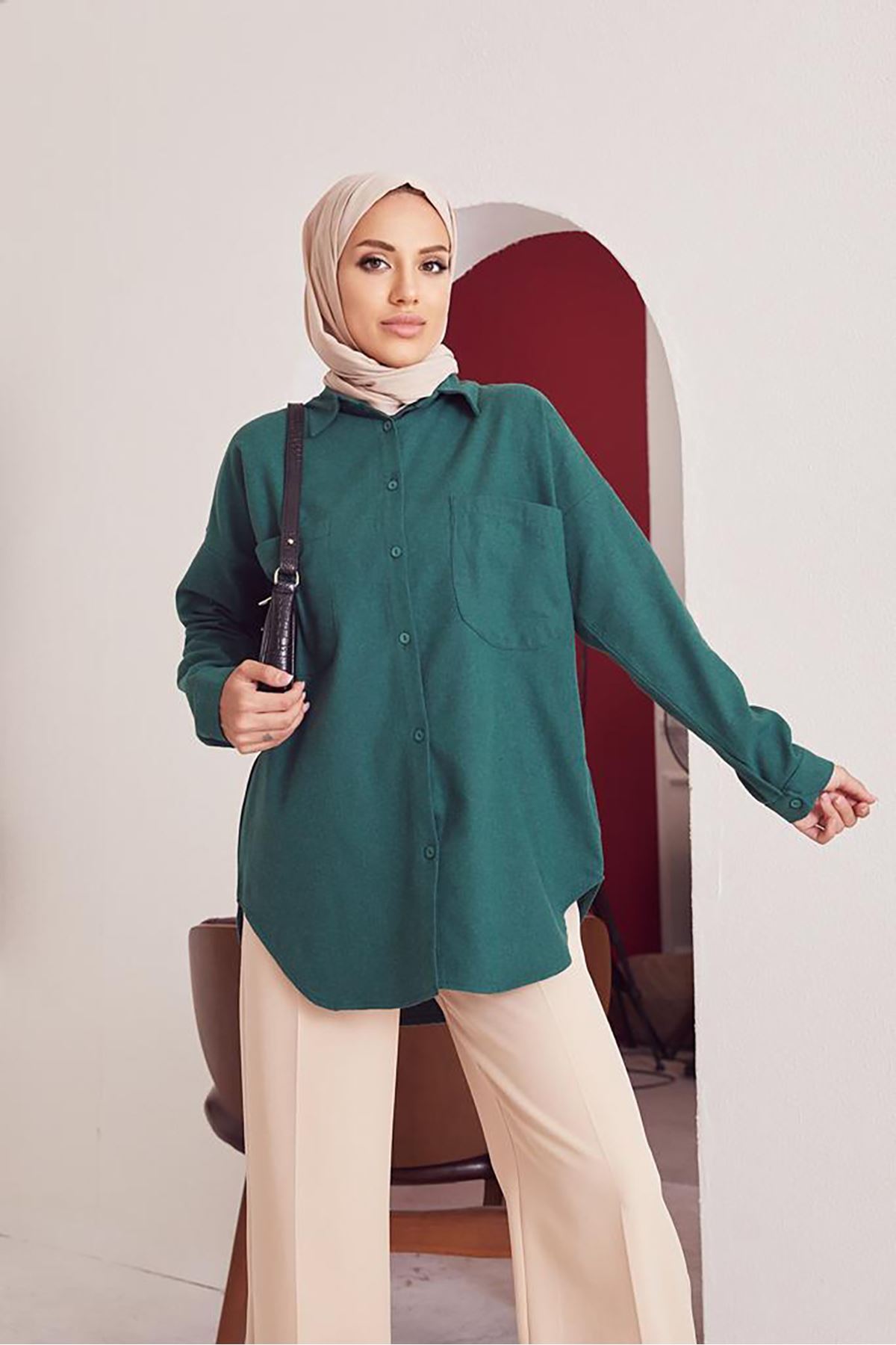 Tek Cepli Tunik-Zümrüt Yeşili