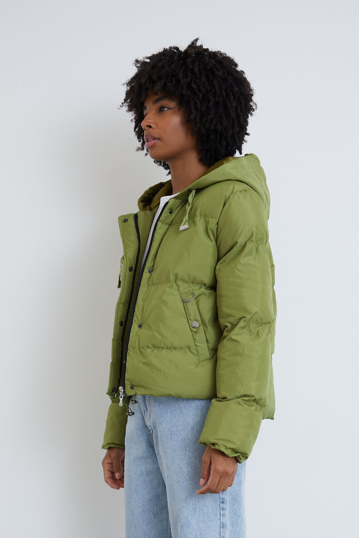 Kapüşonlu Şişme Mont-Fıstık Yeşili