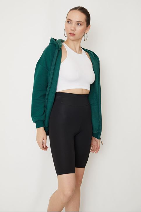 Korsajlı Kısa Tayt-Siyah