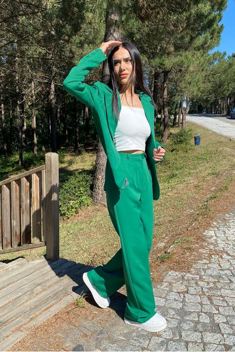 Retro Palazzo Takım-Koyu Yeşil