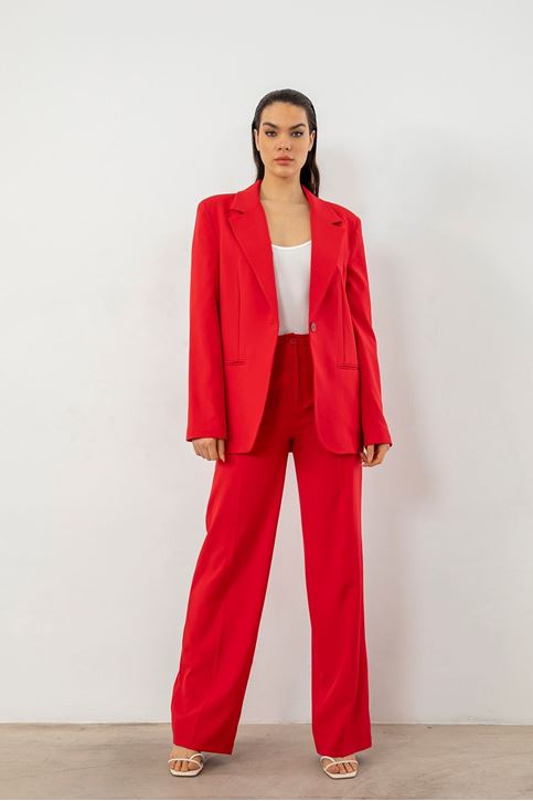 Retro Palazzo Ceket-Kırmızı