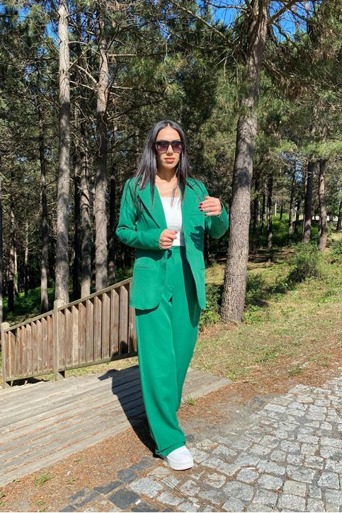 Retro Palazzo Takım-Koyu Yeşil