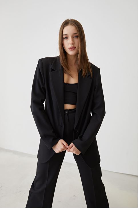 Retro Palazzo Takım-Siyah