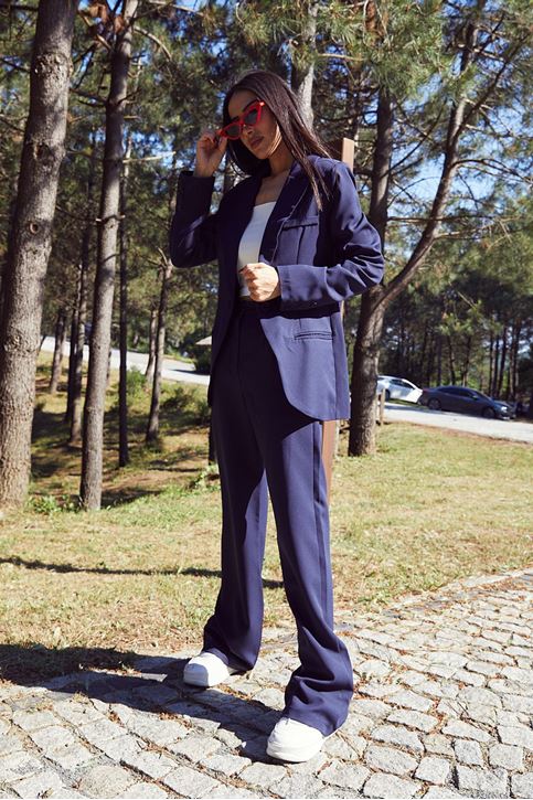 Retro Palazzo Takım-Lacivert