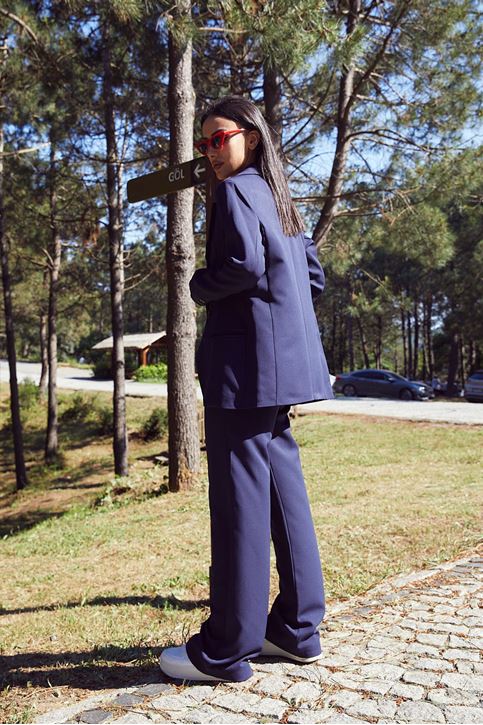 Retro Palazzo Takım-Lacivert