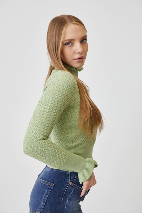 Fırfır Detay Bluz-Mint