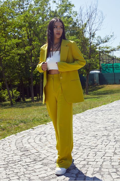 Retro Palazzo Takım-YAĞ YEŞİLİ