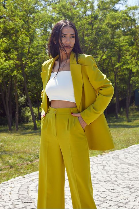 Retro Palazzo Takım-YAĞ YEŞİLİ