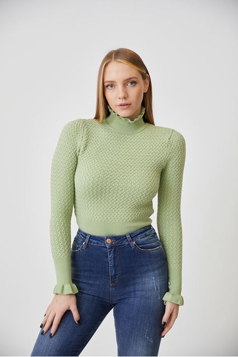 Fırfır Detay Bluz-Mint