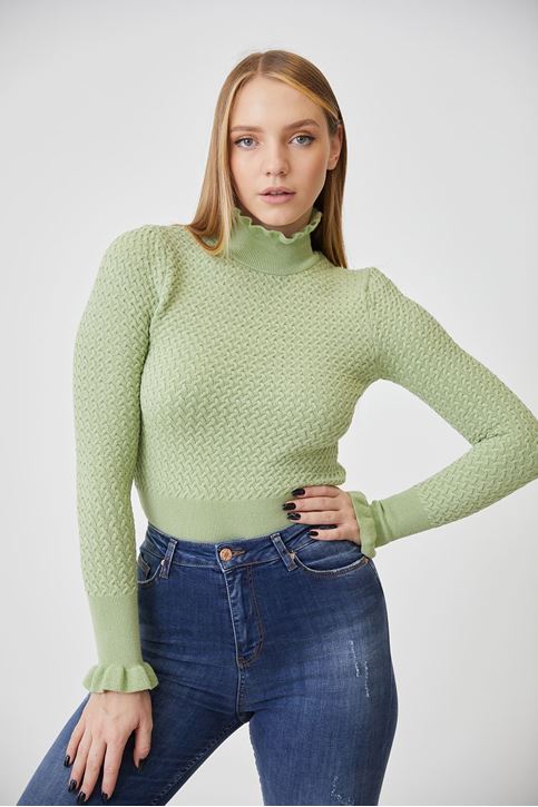 Fırfır Detay Bluz-Mint