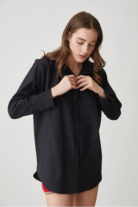 Oversize Gömlek-Siyah