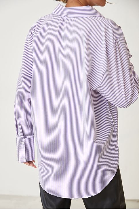 Çizgili Gömlek-Lila