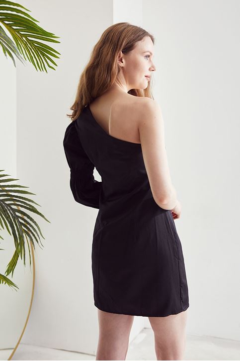 Tek Kol Elbise-Siyah