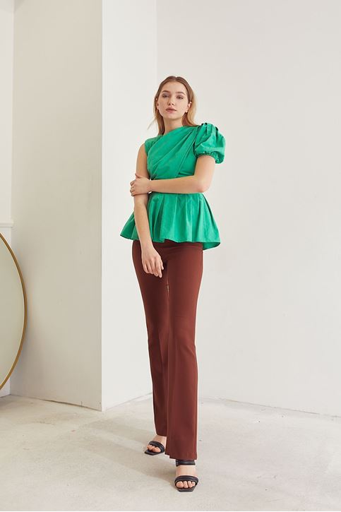 Tek Omuz Bluz-Yeşil