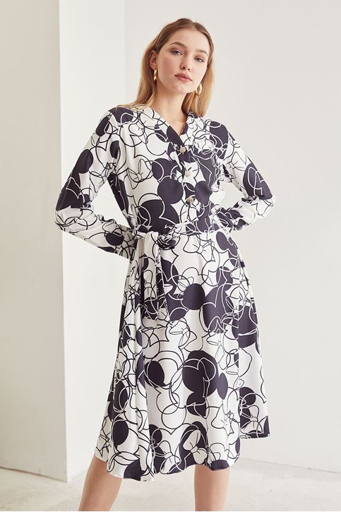 Desenli Elbise-Siyah