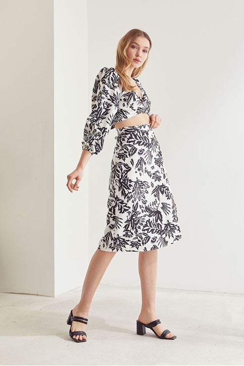 Desenli Etek Takım-Siyah