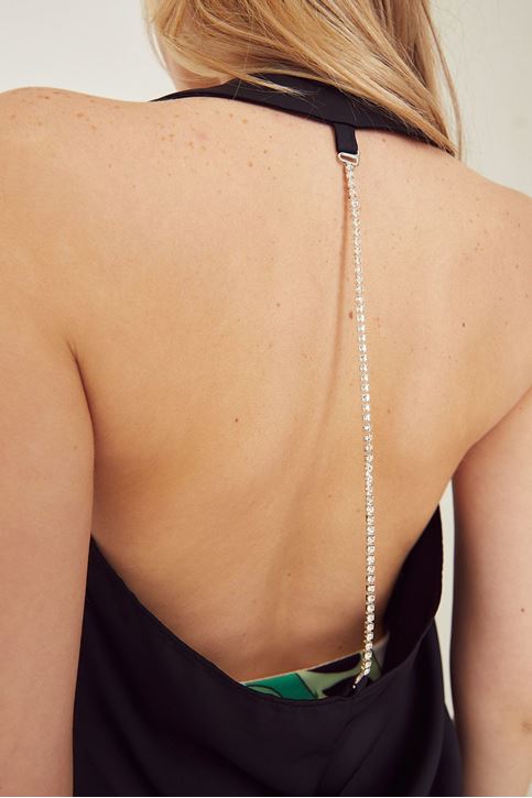 Sırt Dekolteli Degaje Bluz-Siyah