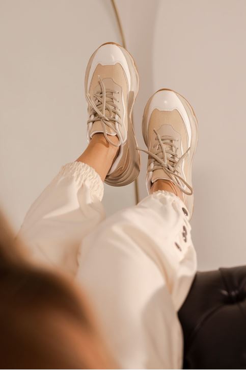 Bağcıklı Spor Ayakkabı-Bej