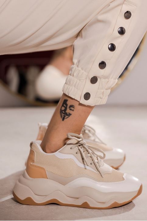 Bağcıklı Spor Ayakkabı-Bej