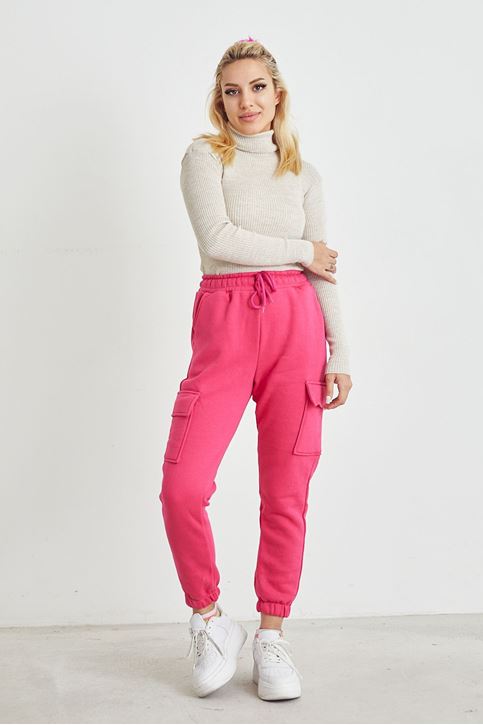 Kargo Cep Eşofman Altı-Fuşya