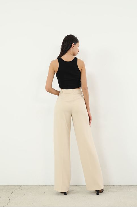 Retro Palazzo Pantolon-Bej