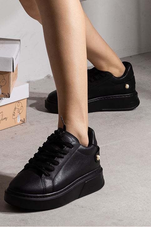 Kalın Taban Spor Ayakkabı-Siyah