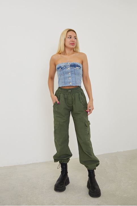 Kargo Cep Paraşüt Pantolon-Haki