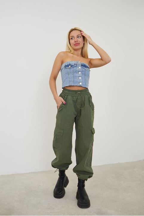 Kargo Cep Paraşüt Pantolon-Haki