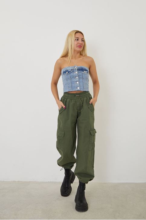 Kargo Cep Paraşüt Pantolon-Haki