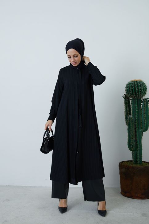 Fularlı Tunik-Siyah