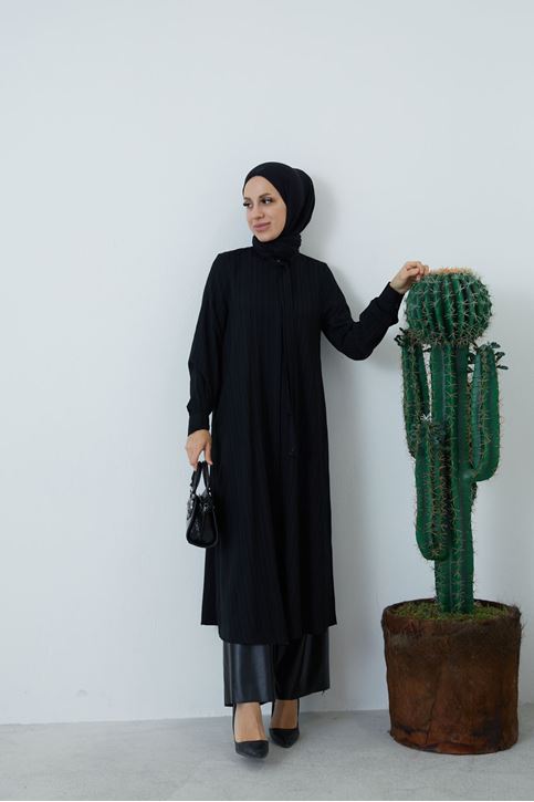Fularlı Tunik-Siyah