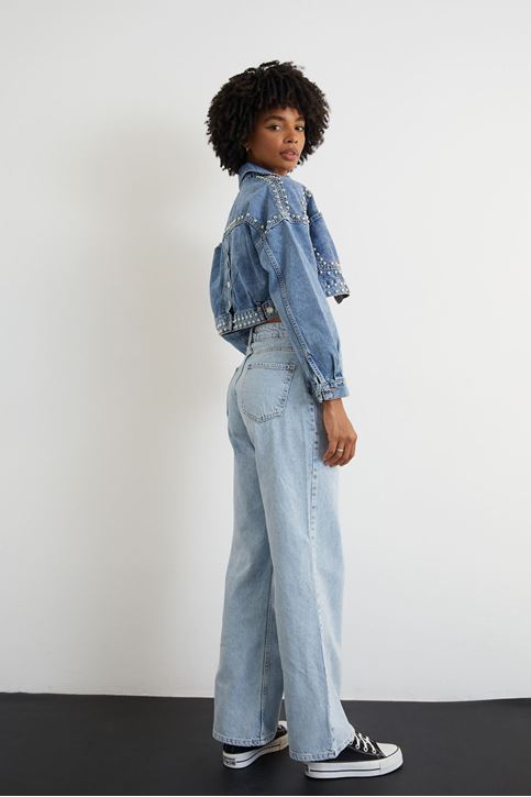 Wide Leg Jean-Buz rengi