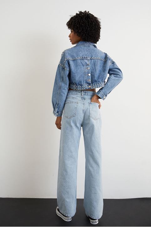 Wide Leg Jean-Buz rengi