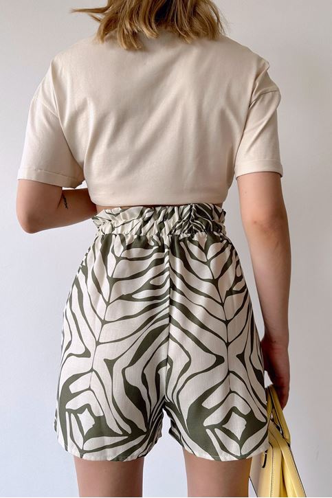 Desenli Şort-Haki