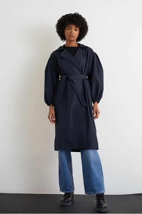 Kuşaklı Trençkot-Lacivert