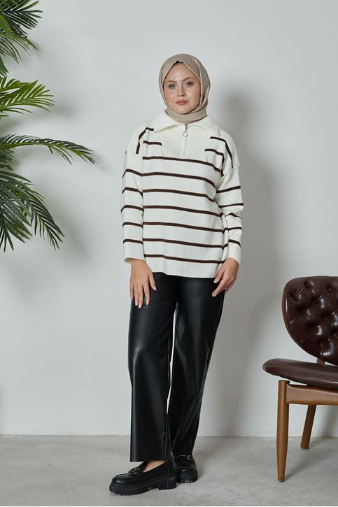 Kadın Çift Cepli Deri Pantolon-Siyah