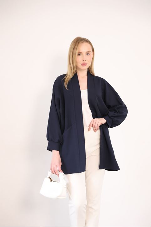 Cep Detay Atlas Hırka-Lacivert