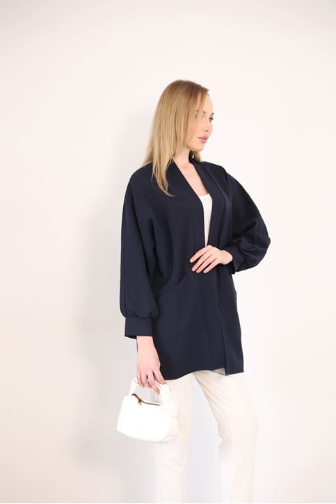 Cep Detay Atlas Hırka-Lacivert