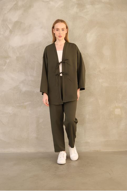 İki  Bağcıklı Pantolonlu Takım-Haki