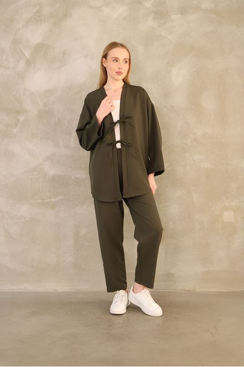 İki  Bağcıklı Pantolonlu Takım-Haki