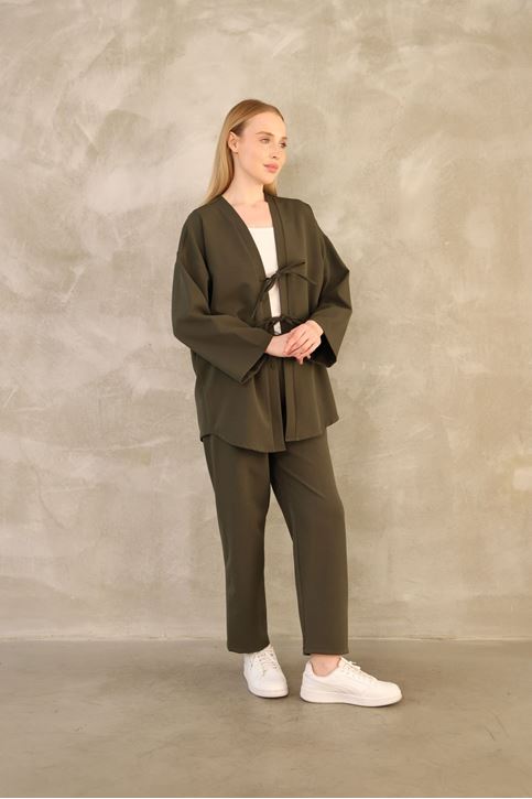 İki  Bağcıklı Pantolonlu Takım-Haki