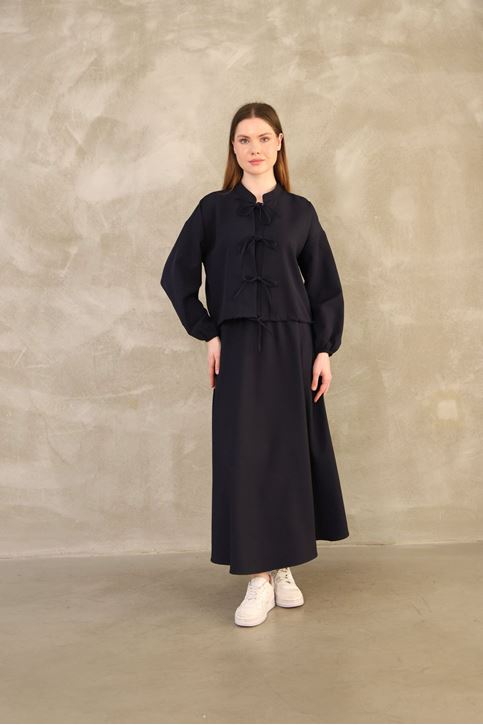 Üç Bağcıklı Etekli Takım-Lacivert