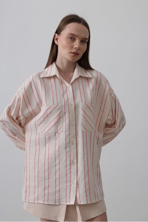 Gömlek - Bej Pembe