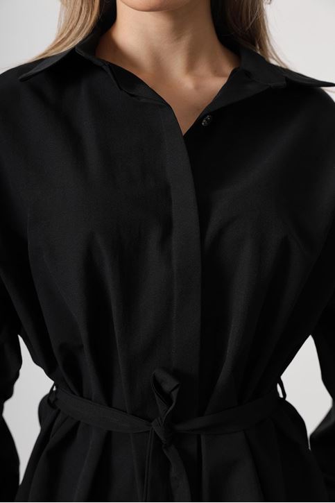 Bel Detaylı Gömlek - Siyah