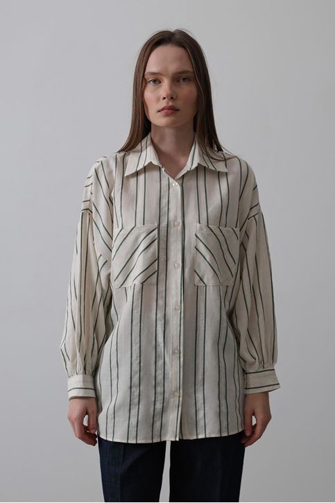 Gömlek - Bej-Yeşil