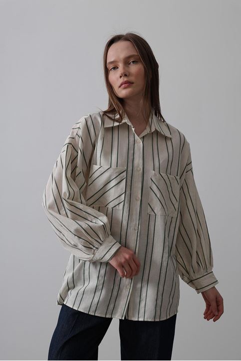 Gömlek - Bej-Yeşil