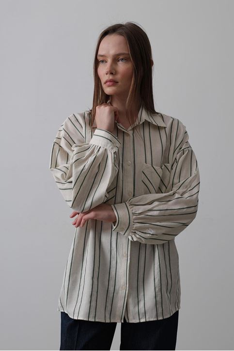 Gömlek - Bej-Yeşil