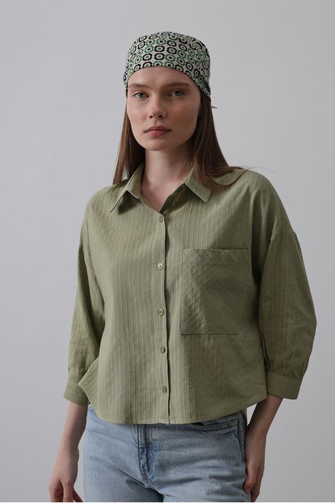 Cepli Kısa Kesim Gömlek - Haki