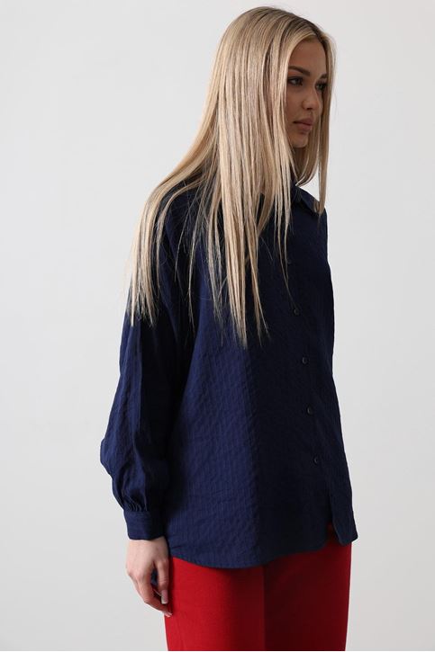 Çizgili Uzun Kol Gömlek - Lacivert