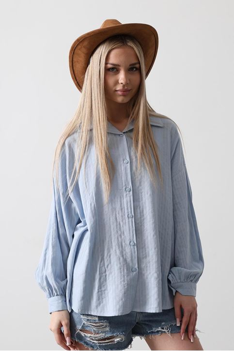 Çizgili Uzun Kol Gömlek - Bebe Mavisi